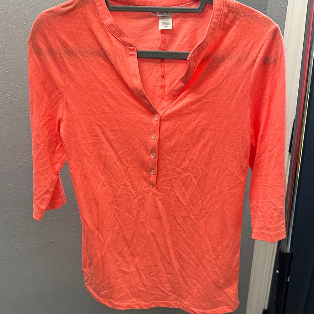 Victoria's Secret Vibrant Coral Button-Down Shirt